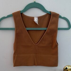 Nikibiki Tan Ribbed V-Neck Tank Top